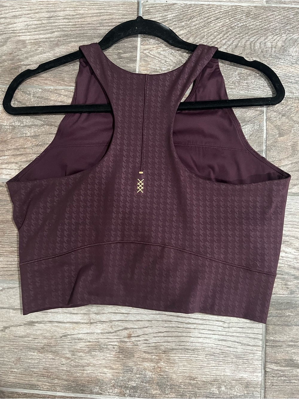 Rhone Mulberry Houndstooth Plum Ribbed Crop Workout Athletic Tank/ Bra XL - Picture 7 of 8